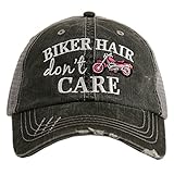 KATYDID Biker Hair Don't Care Women's Trucker Hat Cap Hot Pink