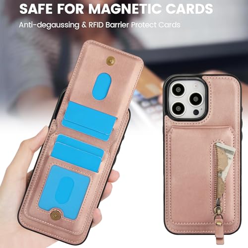 DMaos for iPhone 14/iPhone 13 Case with Wallet Card Sleeve, Separable Compatible with Magsafe, PU Leather ID Stand Holder, Classic for iPhone14/iPhone 13 6.1 inch - Pink by DMaos - Used condition - Image 7