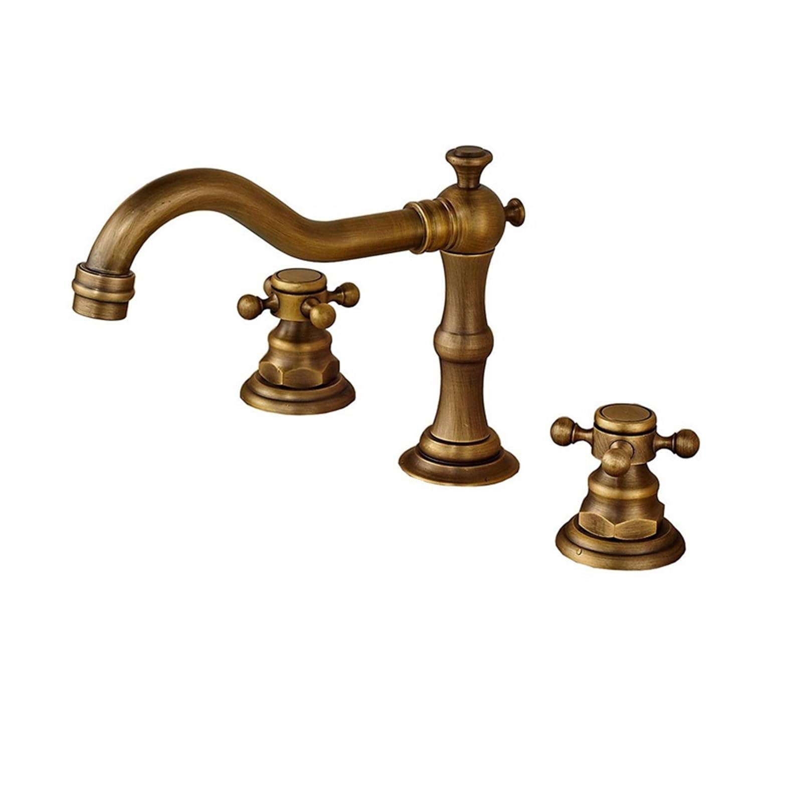 ZQFHSX Kitchen Sink Faucet, Deck Mounted Basin Faucet Widespread Dual Handle 3 Holes Mixer Multicolor(Brass)
