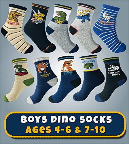 Boys Dinosaur Socks 4-7 Year Old Age 4,5,6 Gift Set Crew Style (10 Pairs) #TOP5