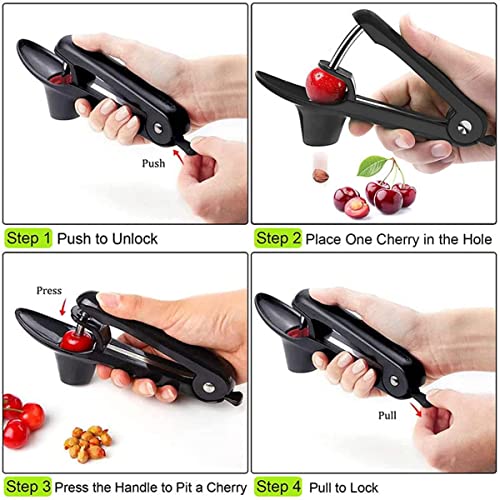 Aebor 2Pcs Cherry Pitter Tool, Cherry Pit Remover Tool, Multi-Function Fruit Corer And Pitter Remover, Cherry Corer Pitter Tool For Cherries Jam (Black) #TOP5