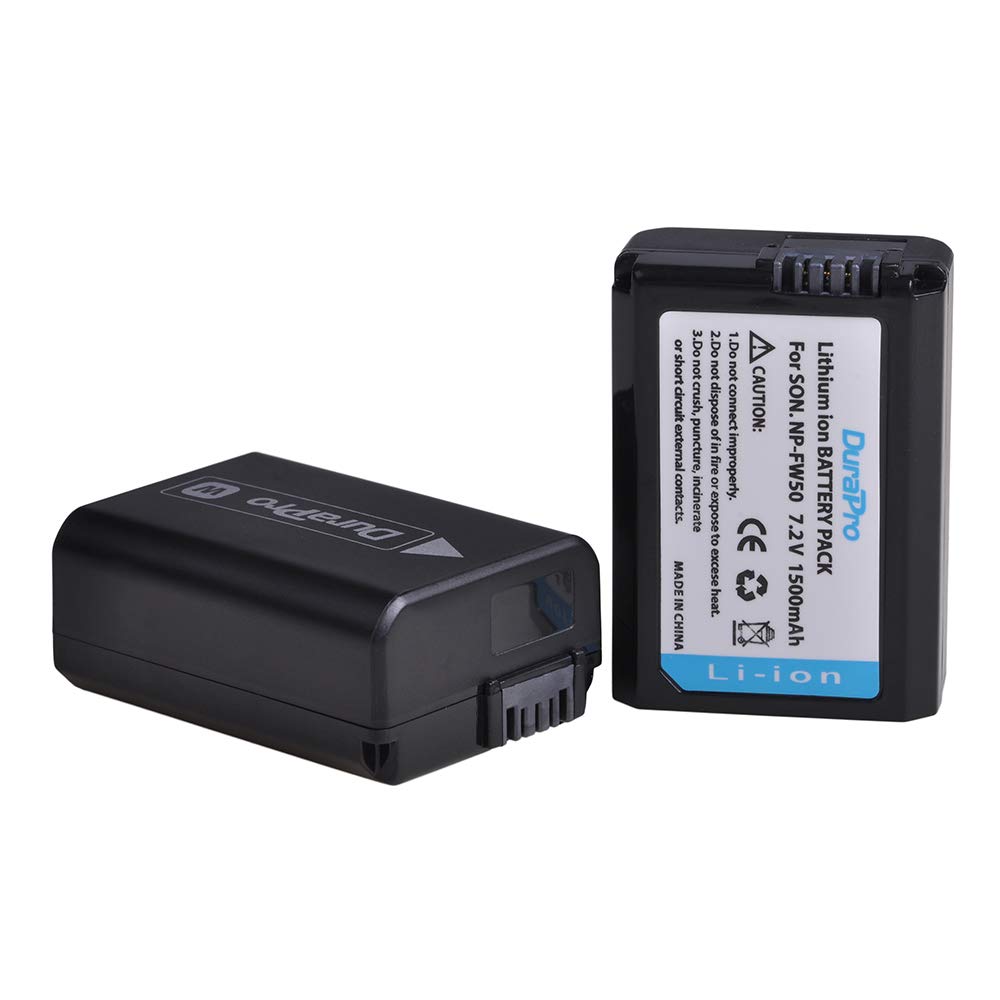 DuraPro 2X NP-FW50 Akku + LED USB Dual Ladegerät für Sony Alpha7 7ii 6500 6400 6300 6000 5100 SLT A55V A33 A35 A37 NEX-7 NEX-6 NEX-F3 NEX-3 NEX-5 NEX-5N NEX-5T Kamera