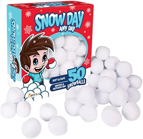 50-PK Fake Snowballs for Kids I Indoor Snowball Fight Set I Artificial Snowballs for Kids Indoor & Outdoor I Realistic White Plush Snowballs I Christmas Snow Decorations I Winter Family Games Balls