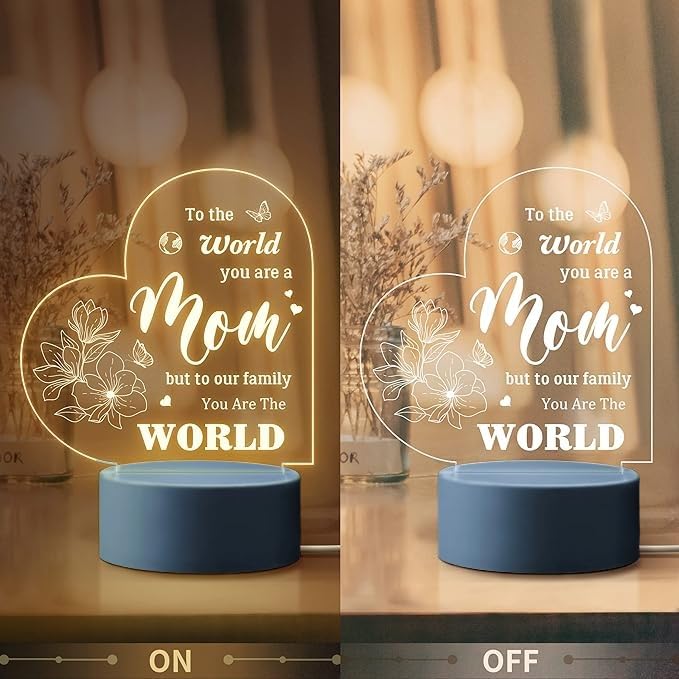 Image of Plastic LED Lamp For Mom - Engraved Night Light, Unique Birthday Gift From Daughter Or Son For Mother's Day, Stepmom, Warm White
