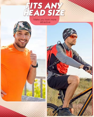 Image of 9 Pcs Cooling Skull Cap Camo Liner Sweat Wicking Lightweight Cycling Cap Running Hat for Men Women