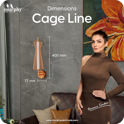 Image of Murphy Cage Line 12W Wall Lamp Pack of 1 | 3-in-1 Color Changing LED (Cool White /Warm White /Natural White) with 2-Year Warranty | Premium Rose Gold Finish Decorative Light