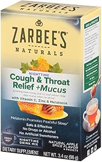 Zarbee's Naturals Cough & Throat Relief + Mucus Nighttime Drink Mix, Apple Spice