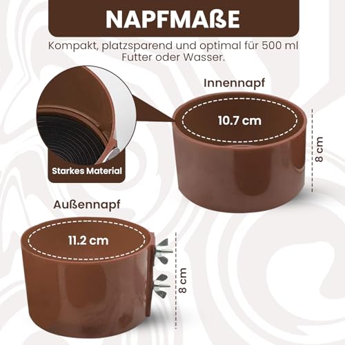 Breker Beheizter Wassernapf & Futternapf für Kleintiere - 500 ml Fassungsvermögen- Ideal für Hasen, Hamster und Nager - Frostsicher - Schnelle Montage - Spülmaschinenfest - Napf - Trinknapf