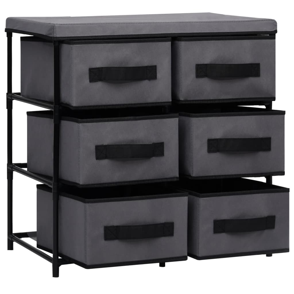 Schrank mit 6 Schubladen aus Stahl und Stoff 55×29×55 cm Grau, Aufbewahrungsschrank für Büro, Wohnzimmer, Schlafzimmer mit Stauraum und Organizer für Akten, Kleidung, Werkzeuge