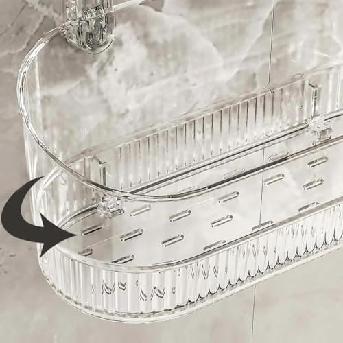 Image of Homero Multipurpose Wall-Mounted No-Drill Bathroom Shelf with Drainage | Durable ABS Material with Snap-On Installation | Spacious Organizer for Storing Bath Accessories & Toiletries