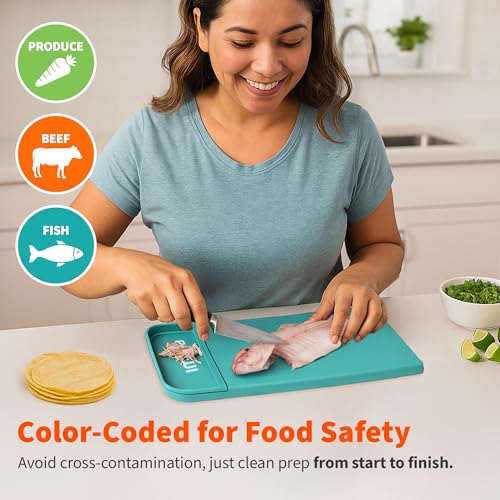 Image of IMUSA Cutting Board Set, 4-Piece 14 inchx7.5 inch, Removable Tray