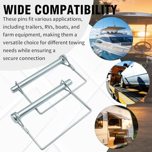Hoypeyfiy 8 Pcs 3/8" x 4" Trailer Coupler Pins, Shafty Locking Pin, PTO Shaft Hitch Pin, Heavy-Duty Steel Hitch Pins with Wire Lock, Secure Towing Solution for Trailers, RVs, Boats, and Farm Equipment — view 5