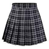 Girls Women Skirts High Waist Pleated Skirt School Uniform Mini Skirt Lined Shorts Plaid Skirt...