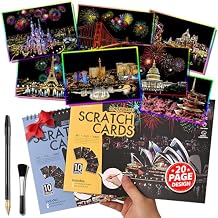 Scratch Art BookA4-20Page for Adults & Teens ASMR Stress-Relieving Scratch Off Art | Paint by Scratch Kit Set | Travel Landmarks & Engraving Art | Creative Gift for Adults Rainbow City Series