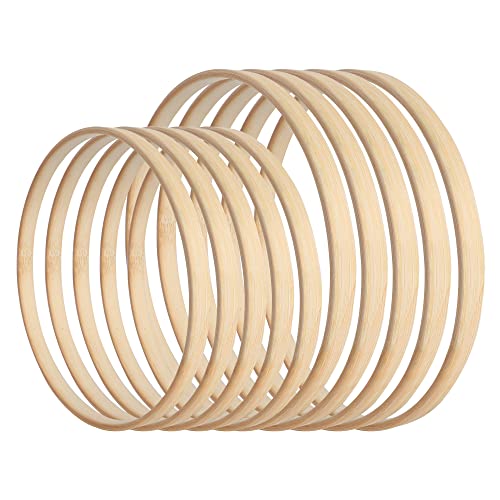 SOSMAR 10 St&uuml;ck 2 Gr&ouml;&szlig;en Holzringe zum Basteln - 25cm & 30cm Bambus Holz Ringe Hoops Set f&uuml;r Makramee/Traumf&auml;nger/Blumenkranz T&uuml;rkranz/Wandbehang Fensterdeko DIY Set