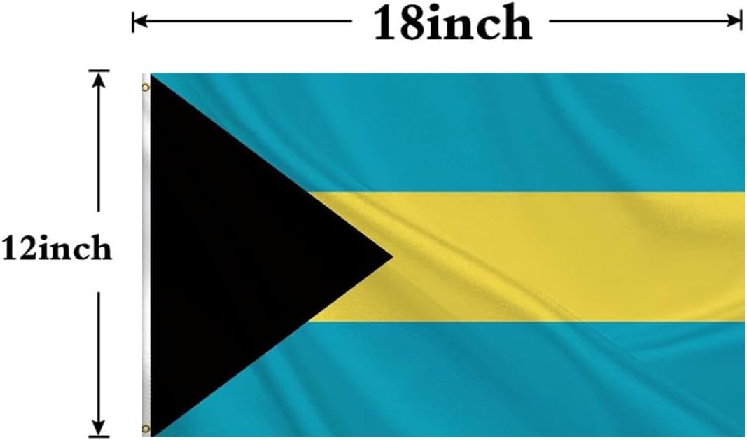 Double Sided 3 Ply Bahamas Boat Flag 12x18Inch,Heavy Duty 220D Nylon,Vivid Colors,Bahamian Nautical Flags with 2 Brass Grommets for Boat ATV Bike Truck Motorcycle. (Bahamas)