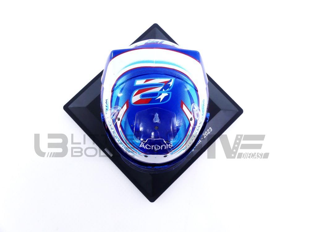 F1 Williams Racing Team – Logan Sargent 2023 – Réplique du mini casque à l'échelle 1/5 – Produit officiel – Casques Bell par Spark Models