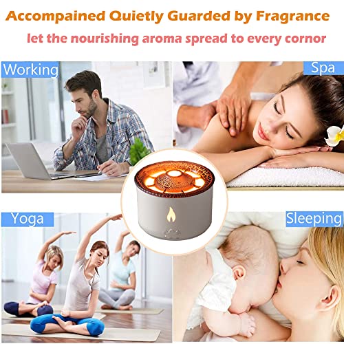 Phiwills Essential Oil Diffuser, Flame & Volcano 2 Mist Modes Aromatherapy Diffuser, Warm Light, Timer & Auto-Off 360Ml Ultrasonic Air Humidifier For Bedroom Home Office Ideas Women Gift #TOP7
