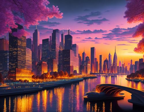 Affiches sur toile de paysage urbain SERENDIPITP 58 x 90 cm décoration murale moderne