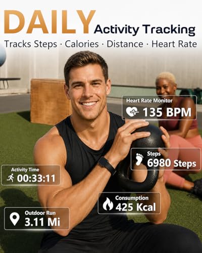 Image of MorePro Health Fitness Tracker, 24 /7 Heart Rate Monitor with Blood Pressure, Blood Oxygen, Sleep Tracking, IP68 Waterproof Activity Trackers with Step Counter, Compatible with iOS Android