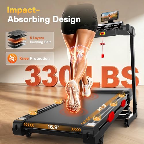 Image of Treadmill for Home with 15% Auto Incline -9MPH Max Speed,6 LED Touchscreen, 330LBS Capacity, Bluetooth Speaker, 3.8HP Home Office Treadmills for Running Jogging Walking, APP Connectivity