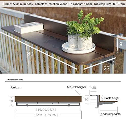 Table de balcon rabattable pour petit espace | Meuble suspendu pliable gain de place - 3