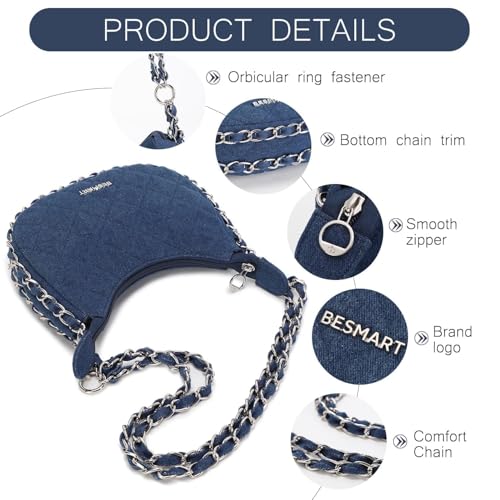 Image of BESMART Denim Crossbody Bag Quilted Shoulder Bags for Women