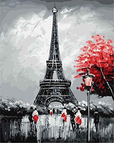 DoMyArt Acrylic Paint by Number Kit On Canvas for Adults Beginner,DIY Adult Crafts Acrylic Landscape Art Painting Project 16X20 Inch (Eternal Eiffel)