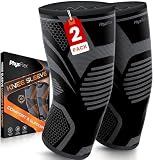 PhysFlex Knee Brace for Pain Relief - Knee Compression Sleeves for Men and Women - Support for Weightlifting, Gym, Workout, Volleyball, Arthritis (S, Black)