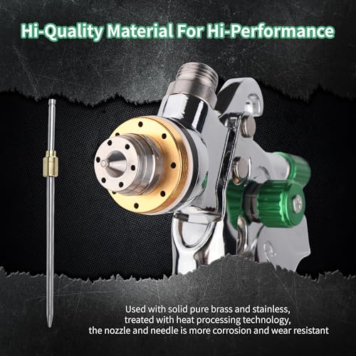 Zeinlenx HVLP Spray Gun with 10Pcs 600ML Disposable Paint Cups, 4 Nozzles,1.4/1.7/2.0/2.5mm, Automotive Gravity Feed Paint Spray Gun Kit with Air Compressor Regulator for Auto (Green) by Zeinlenx - Image 6