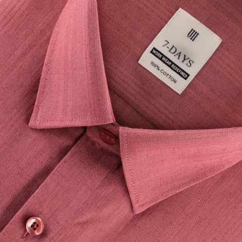 Image of 7-DAYS Men's Premium Formal Shirts - Regular Fit, Full Sleeve, 100% Pure Cotton, Self-Design, with Pocket - Stylish Office Shirts for Men