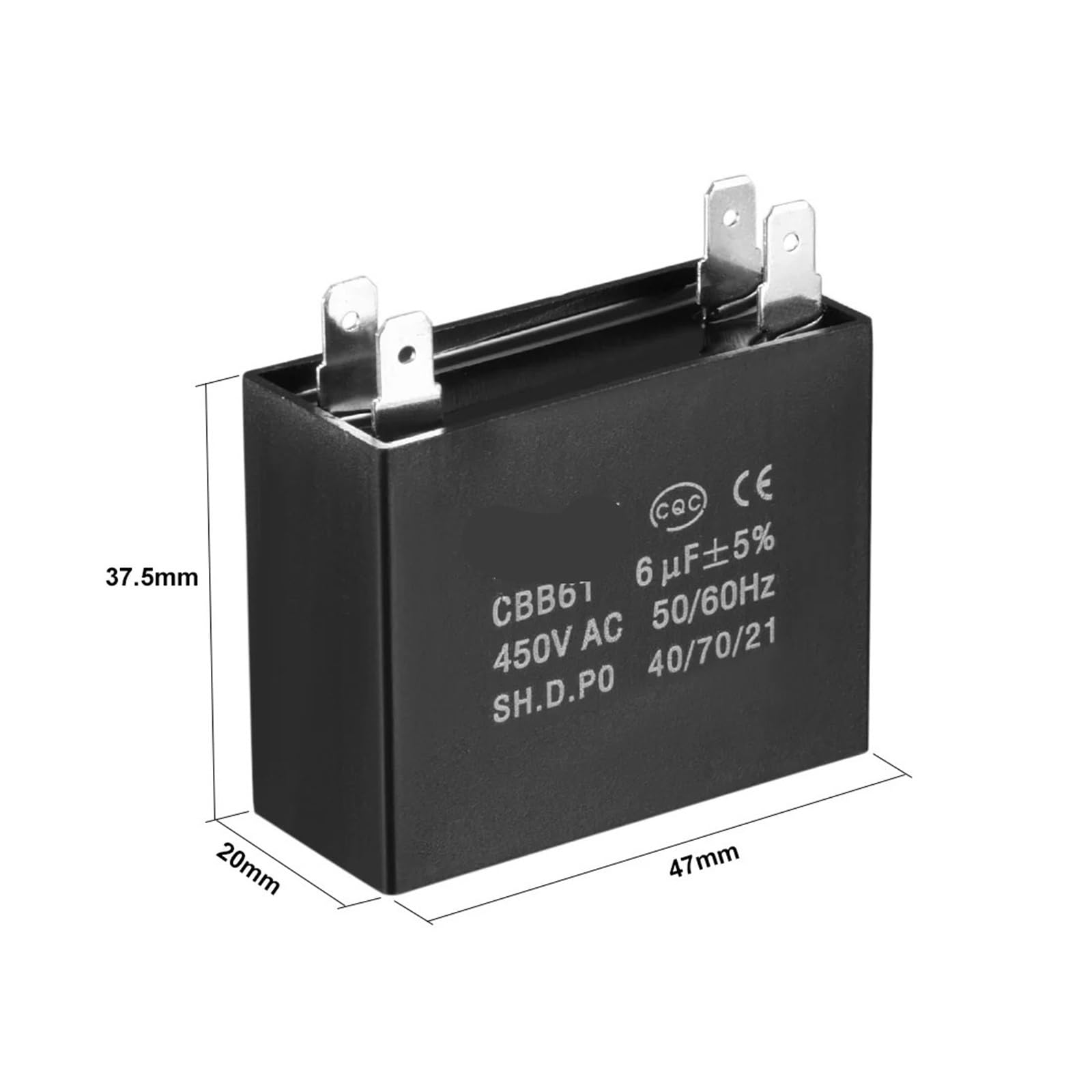 3 uds CBB61 Condensador de Funcionamiento 450V AC 6uF Doble Inserto condensadores de película de Polipropileno Metalizado for Ventilador de Techo