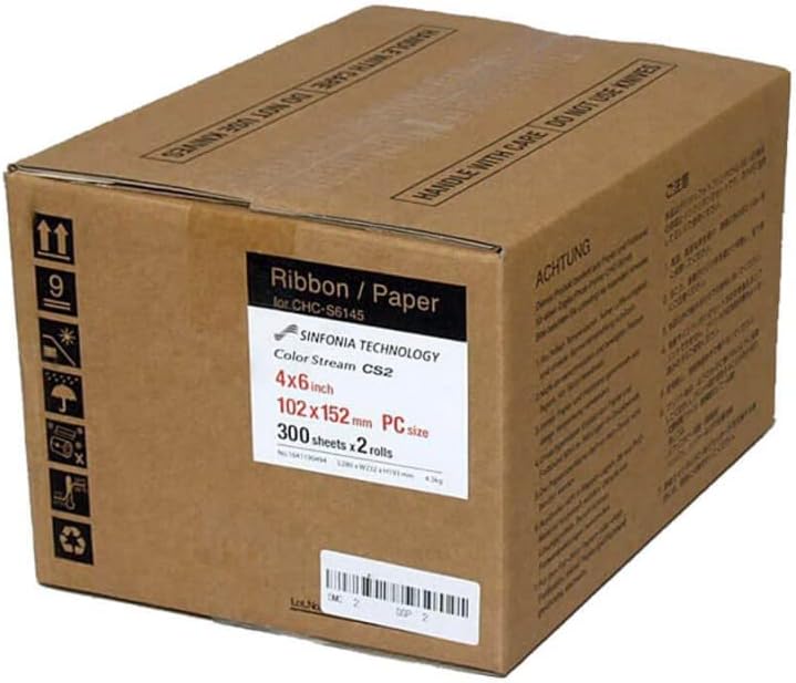 SINFONIA CS2 Media Size 4X6 - Paper & Ribbon - 600 Prints. for use with Sinfonia Color Stream CS2 Printer. with Free Samples of Our Photo folders (Eventprinters Brand).