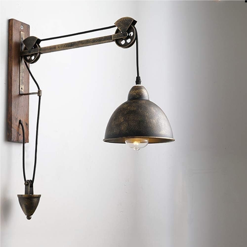 LYOUAE American Rustic Wrought Iron Wall Sconce Retro Industrial Water Pipe Wall Lamp E27 Base Indoor Wall Lights for Bedroom Living Room Hallway(Bronze)