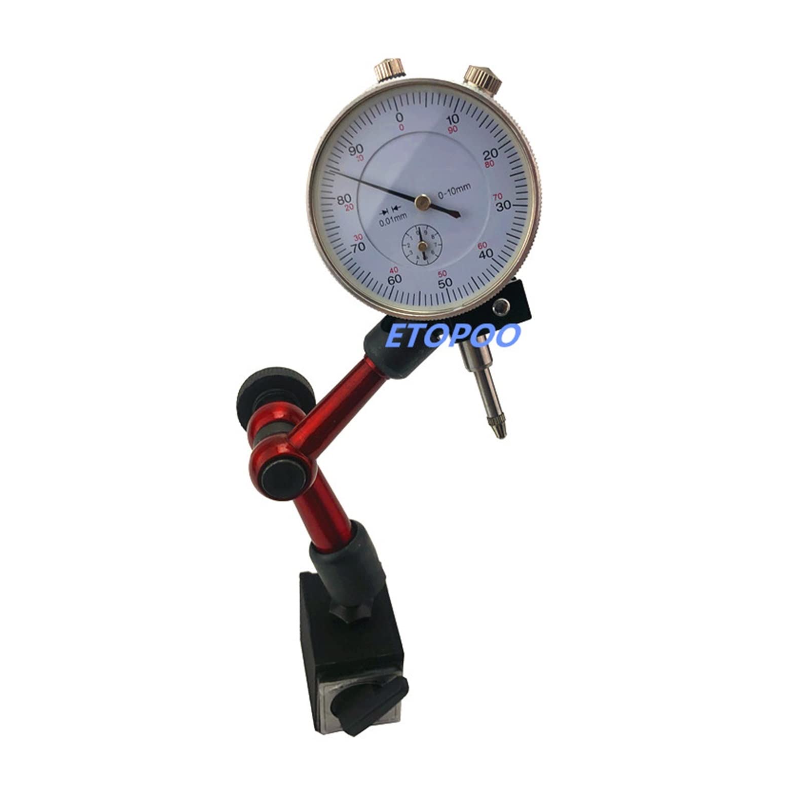 Indicador De Dial, Indicador de cuadrante de 10 mm Soporte de base de soporte magnético Comparador de prueba de cuadrante de 0,8 mm for calibración de equipos Indicador De Prueba Preciso(0.8mm indicat