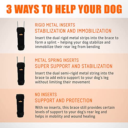 Image of NeoAlly - 3-in-1 Long Rear Leg Hock Brace, Dog Leg Brace for Rear Leg with Rigid & Spring Inserts, Hock and Ankle Support, Dog Leg Sleeve with Reflective Straps, Small, 1 Pair