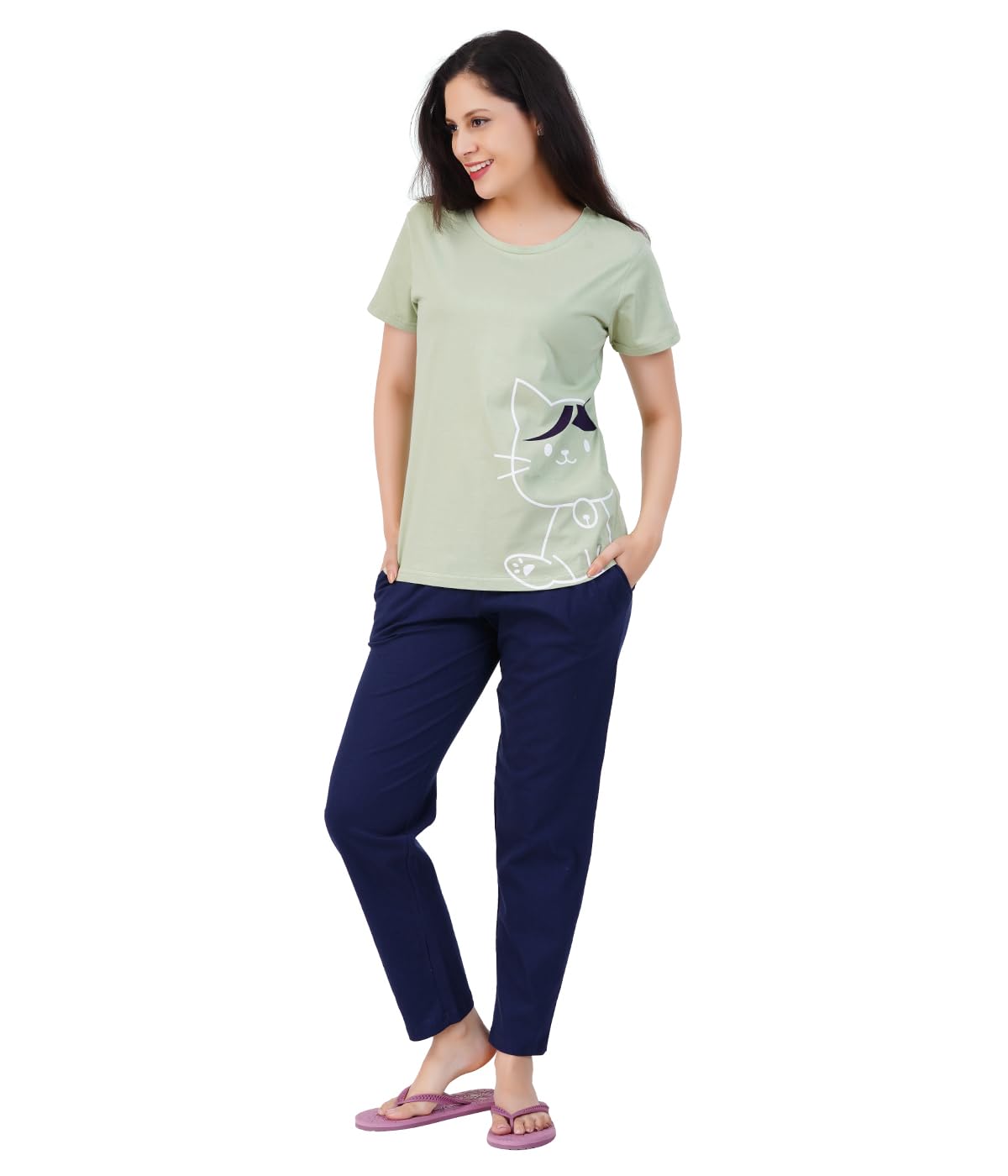Women's Premium Cotton Print Night Suits – Comfortable & Stylish Pajama Set with Pockets-picture-34