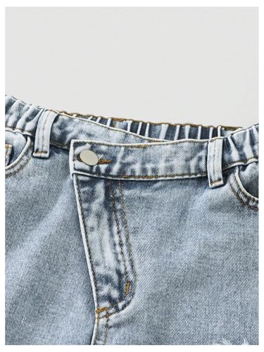 Verdusa Girl's Vintage Asymmetrical Ripped Jeans Streetwear Wide Straight Leg Denim Pants with Pockets4
