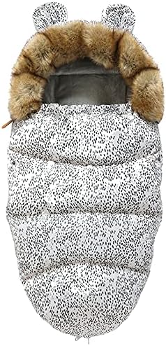 Baby Sleeping Bag Winter Keep Warm Baby Stroller Bunting Bags for 0-3 Year-old Universal Baby Stroller Sleeping Bag Footmuff Outdoor Thick Warm Infant Stroller Sleeping Blanket (White Leopard)