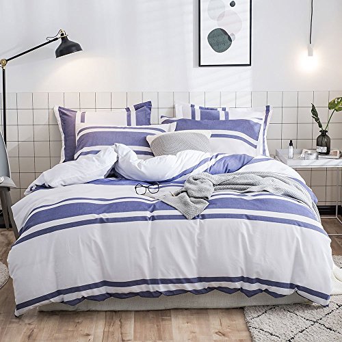 Flash Deals - 50% OFF Lausonhouse Cotton Duvet Cover Set King Size,100% Cotton Blue and White Yarn Dyed Striped Bedding Set 1 Horizontal Stripes Duvet Cover with Corner Ties and 2 Pillowcases - King - Fabric Bag Package Flash Deals - 50% OFF Lausonhouse Cotton Duvet Cover Set King Size,100% Cotton Blue and White Yarn Dyed Striped Bedding Set 1 Horizontal Stripes Duvet Cover with Corner Ties and 2 Pillowcases - King - Fabric Bag Package