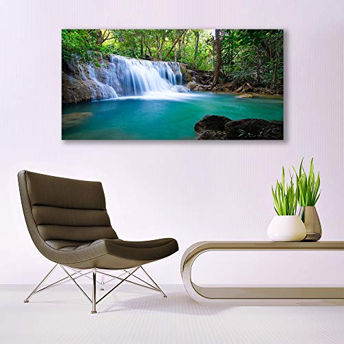 Impression sur verre trempé 140x70cm cascade forêt tableau design - 4