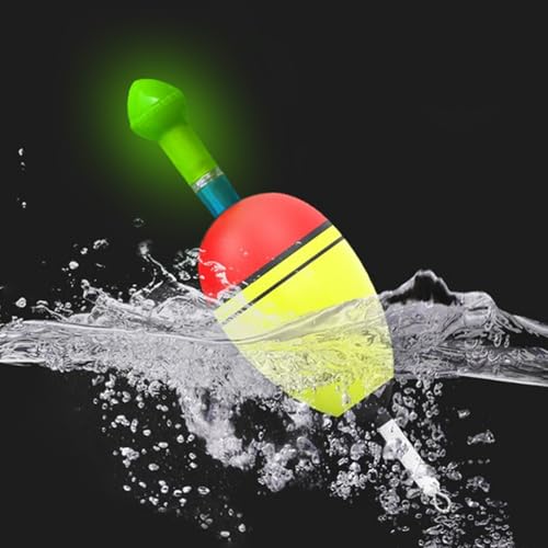 Fawyobs 10-Piece LED Fluorescent Fishing Float Set – Night Fishing & Sea Fishing Essential Markers (Green, Heart-Shaped)