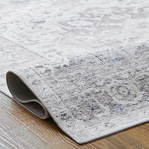 Jinchan Runner Rug 2X5 Persian Kitchen Rug Indoor Vintage Soft Hallway Runner Rug Floor Cover Print Rug Retro Distressed Carpet Thin Rug Foldable Lightweight Bathroom Laundry Room Grey #TOP7