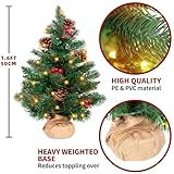1.6FT Small Christmas Tree 50cm Mini Xmas Trees Artificial Christmas Tree with Lights Desktop Pop Up Pre Lit Pre Assembled Xmas Tree, Pine Cones for Office Bedroom Desktop - Image 7