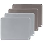 KVK Silicone Placemats for Toddlers Thicker Version, Non-Slip Reusable Kids Placemats for Dining Table, Stain-Proof Baby Table Mat for Restaurants 4 Packs (Light Gray&Dark Gray)
