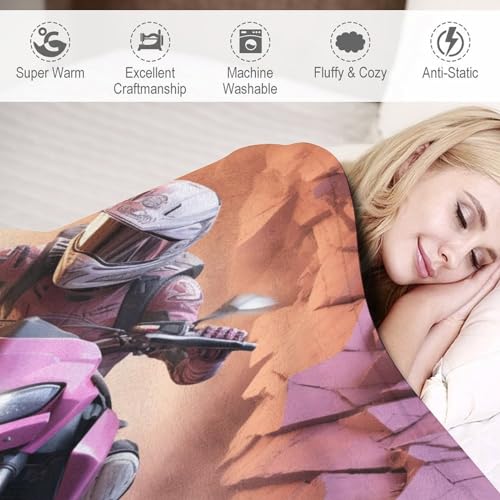 Couverture chaude et confortable moto 3D lavable en machine pour lit double - 4