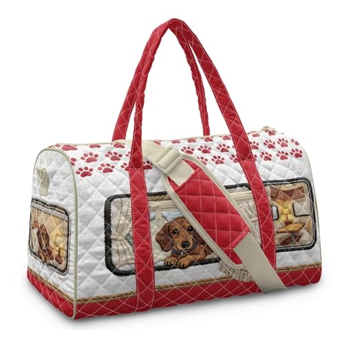 Gogavesne Golden Hair Personal Item Travel Bag for Women Large Capacity Dance Bag with Soft Handle Car Luggage Bag for Man Flying Trendy Quilted Travel Bag