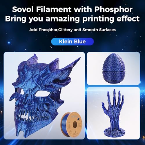Image of Sovol Silk PLA Filament with Blue Glitter 1kg 1.75mm, Color Changeable 3D Printer Filament 2.2lbs, Chameleon Shiny PLA Material + /-0.03mm, Shimmering 3D Printing Filament, Klein Blue