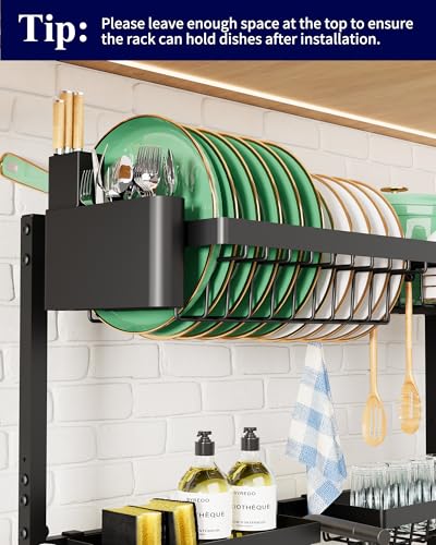 Kitsure Over The Sink Dish Drying Rack - 30.0" to 33.9" x 21.5", Adjustable Sink Drying Rack for Kitchen Sink with Multifunctional Baskets, Black image 3