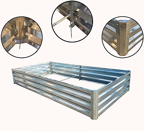 VVoodeinck 2pcs 8x4x1FT Galvanized Raised Garden Bed,Planter Raised Beds,Outdoor Garden Boxes,Large Metal Raised Planter Box for Vegetables Flowers Herb,Large Metal Planter Box Steel Kit